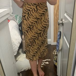 Madewell 
Silk Midi Slip Skirt in Tiger Stripe